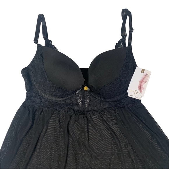 Jessica Simpson New With Tags Sheer Lacy Nighty Thing Set Padded Bra Size Medium - Picture 4 of 13
